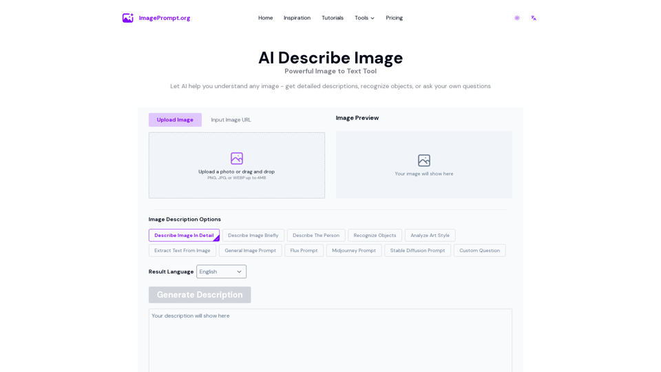 AI Describe Image | ImagePrompt.org