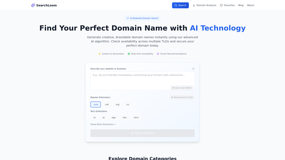 SearchLoom - AI-powered domain name generator