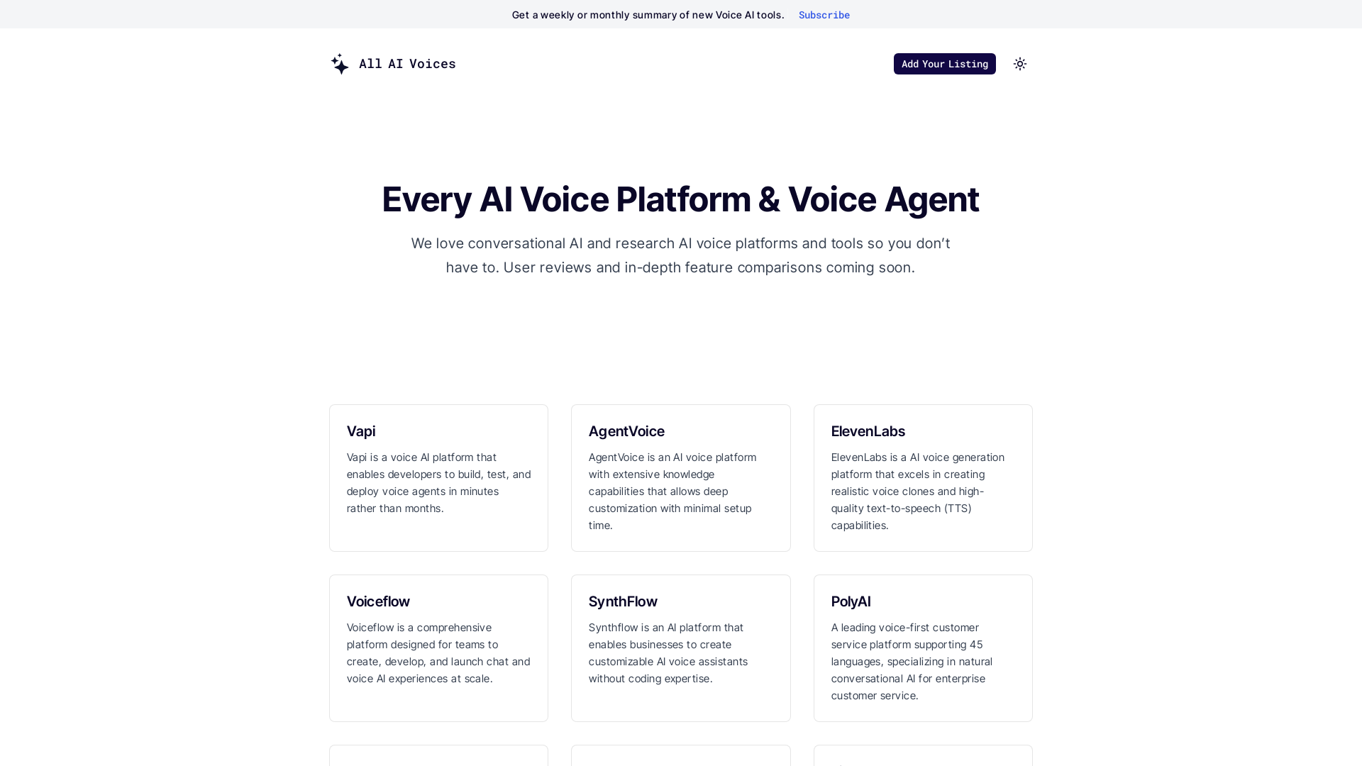 Every AI Voice Platform & Voice Agent