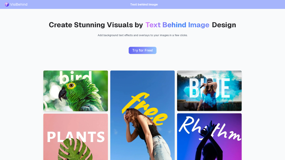 VisiBehind - Free Text Behind Image Editor Online, Effortless Visual Design Online