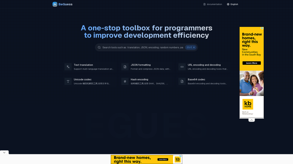 BeGuess - Online Toolset for Developers | Programmer Productivity Toolbox