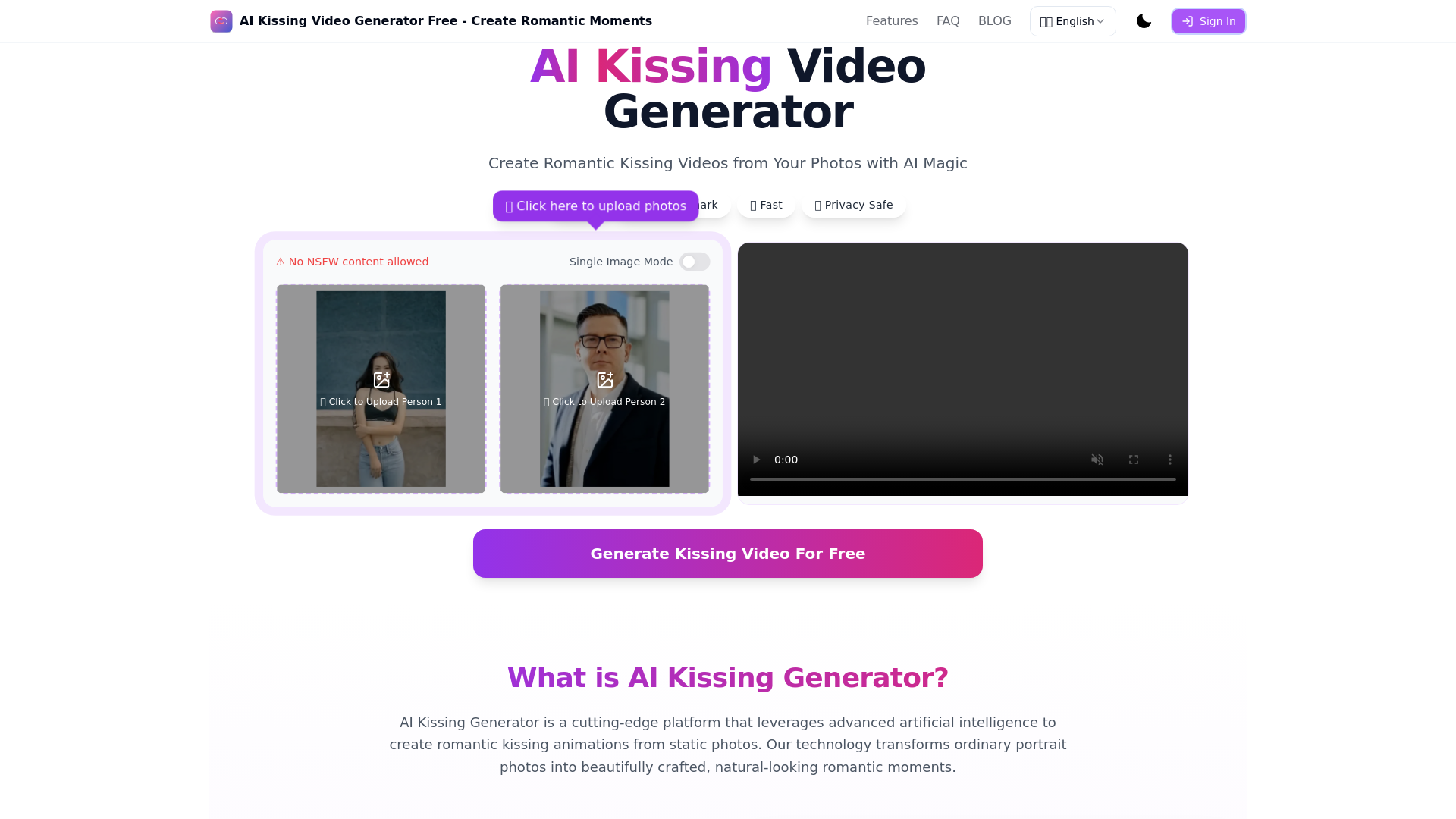 AI Kissing Video Generator Free