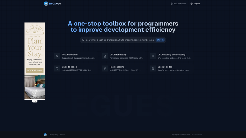 BeGuess - Online Toolset for Developers | Programmer Productivity Toolbox