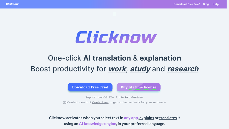 Clicknow: AI translation & explanation with one click