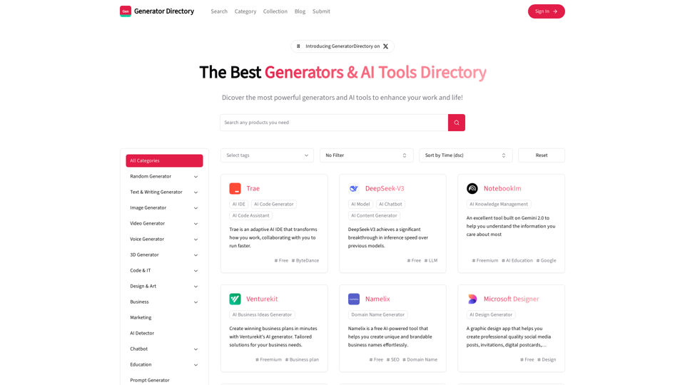 Generator Directory - Best Generators & AI Tools Directory