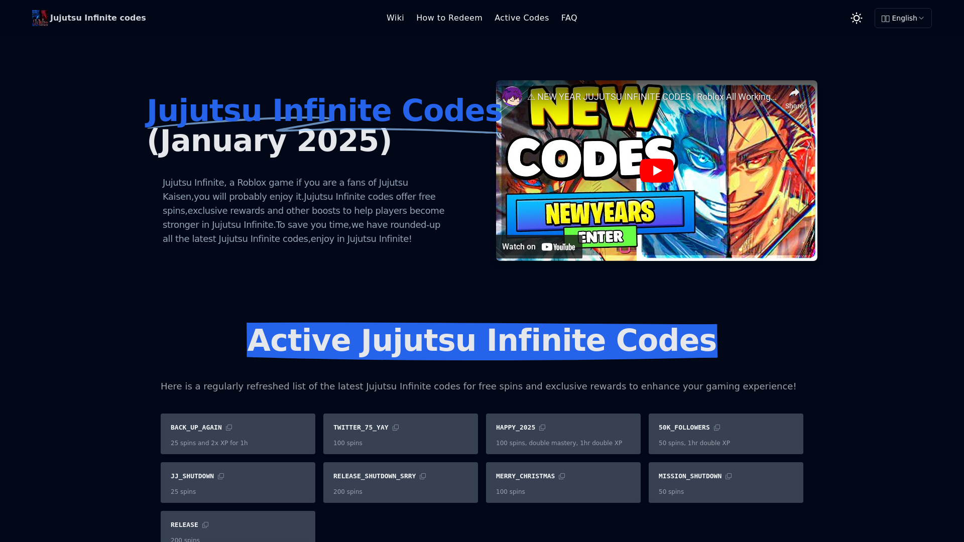 Jujutsu Infinite Codes January 2025