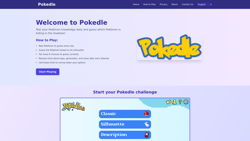 Pokedle - Daily Pokémon Guessing Game | Test your Pokémon knowledge