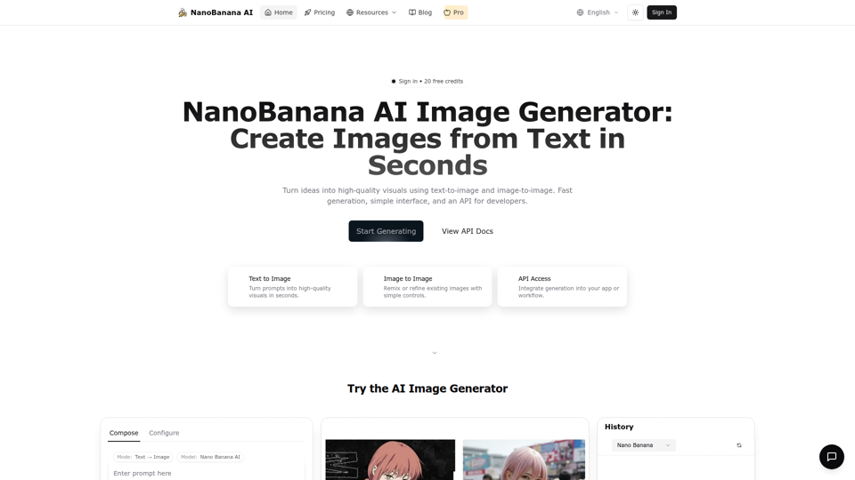 NanoBanana AI Image Generator screenshot
