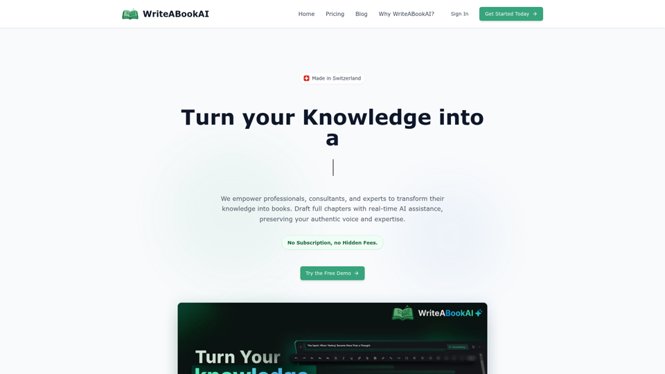 WriteABookAI.com screenshot