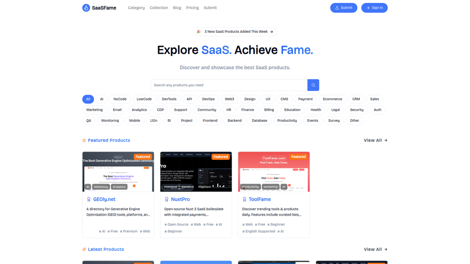 SaaSFame screenshot