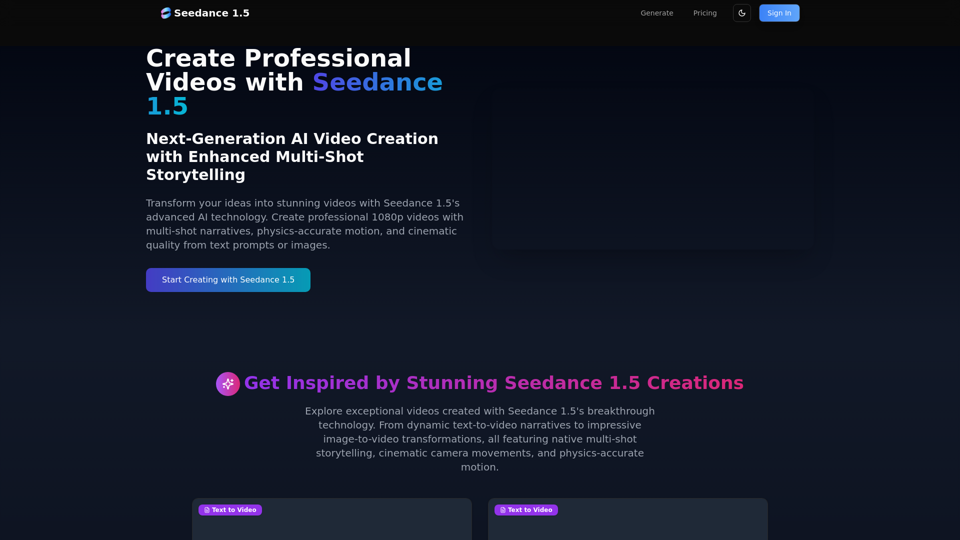 Seedance 1.5 AI Video Generator screenshot