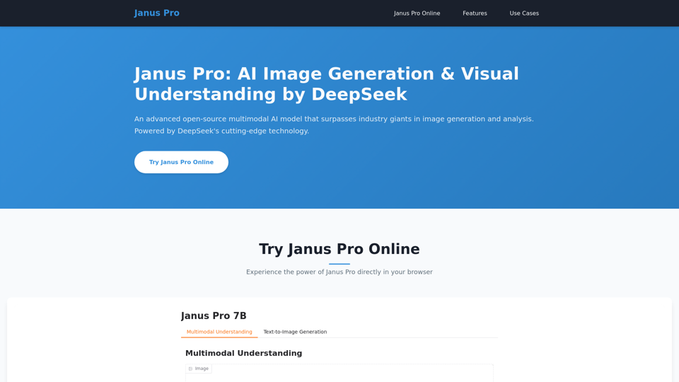 Janus Pro: DeepSeek Janus Pro 7B AI Image Generator & Understanding