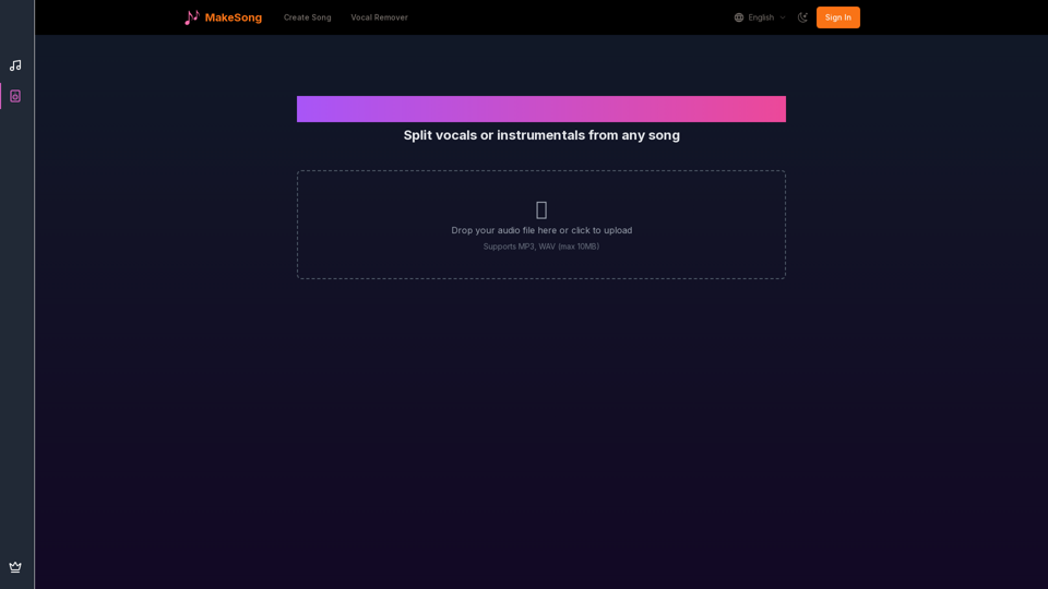 Free AI Vocal Remover & Isolator Online-MakeSong | MakeSong: Free AI Song Generator