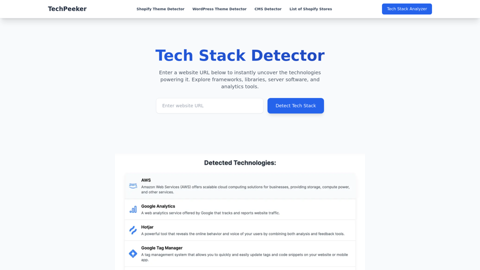 Tech Stack Detector - TechPeeker