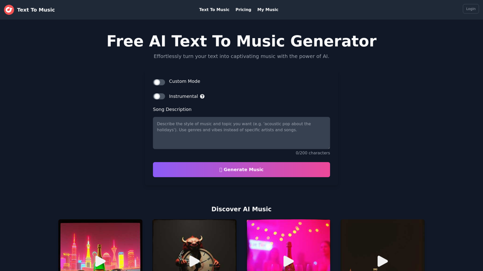 Free AI Text To Music Generator ｜ TextToMusic.org