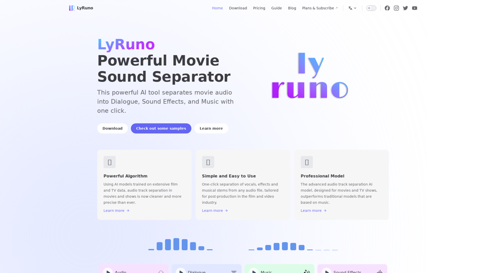 LyRuno | Separate Dialogue, Sound Effects & Music