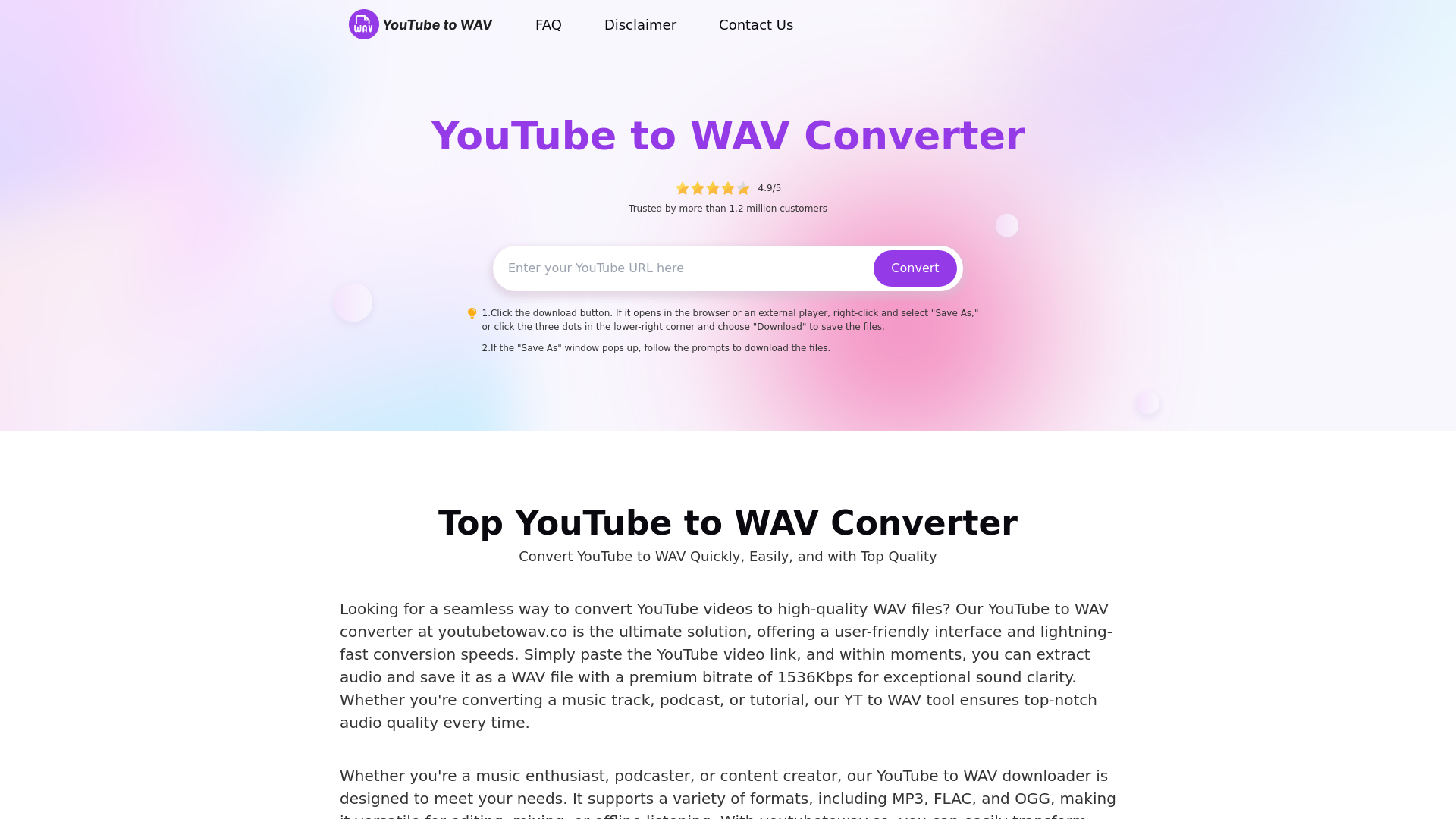 Free YouTube to WAV Converter Online