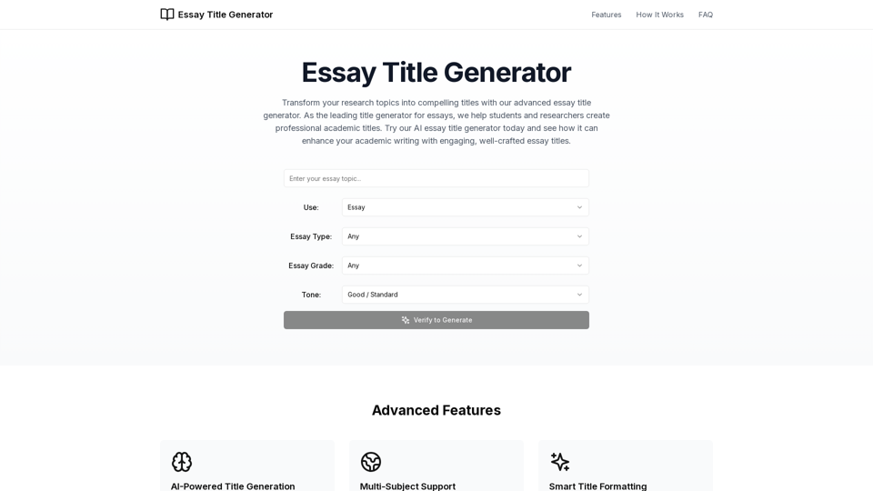 Essay Title Generator: Create Engaging Titles for Any Topic