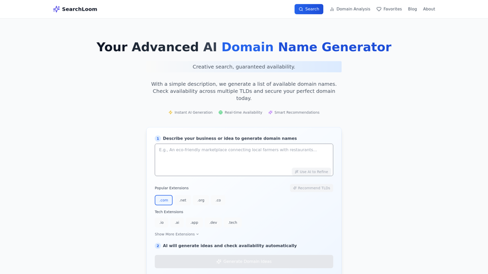 SearchLoom - AI-powered domain name generator