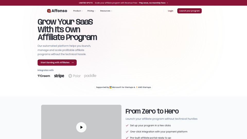 Affonso: Affiliate Program Software for SaaS Businesses