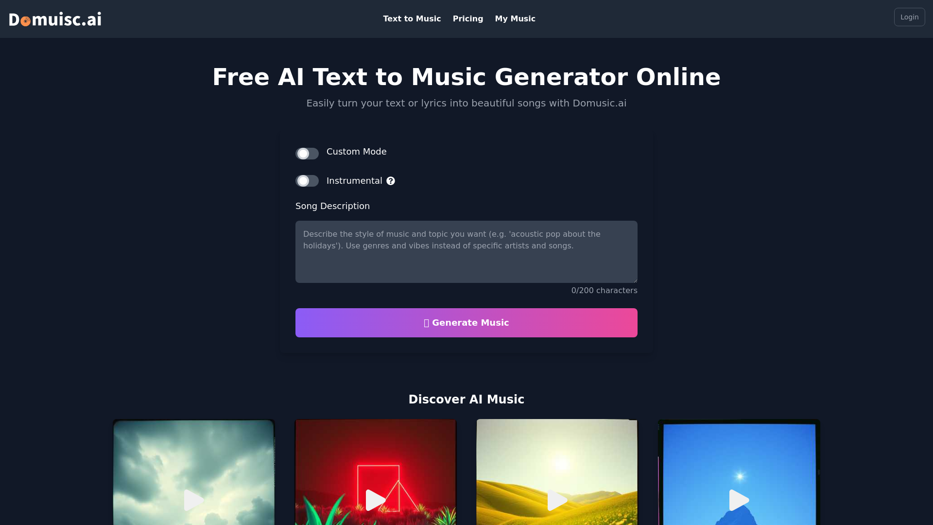 Domusic.ai — Free AI Text to Music Generator Online