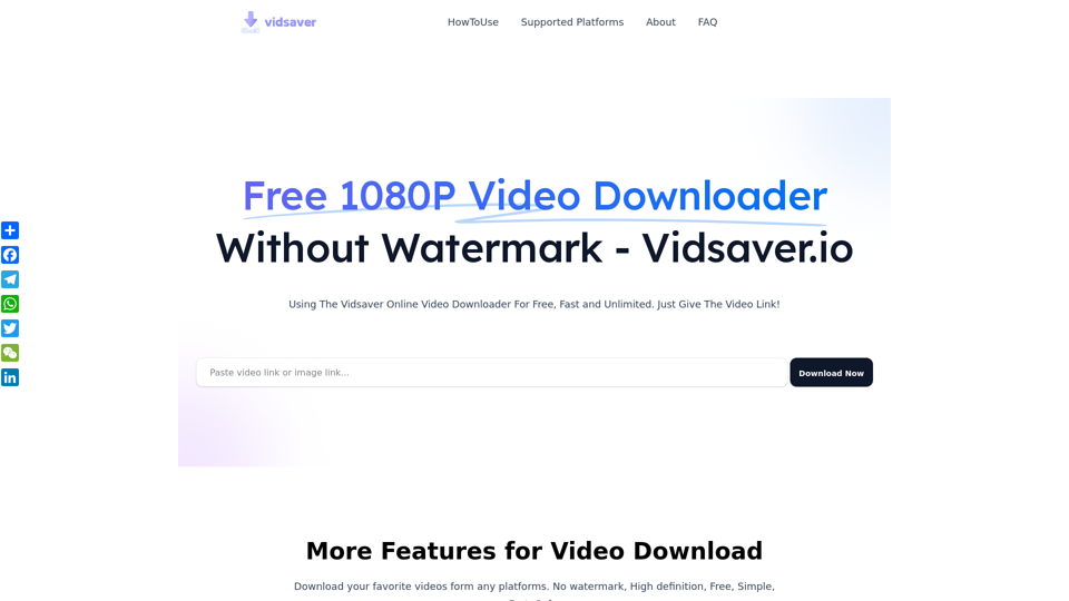 Free 1080P Video Downloader Without Watermark - Vidsaver.io