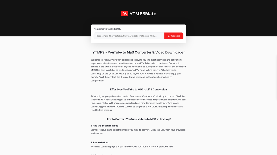 Ytmp3 - YouTube to MP3 & MP4 Converter | Downloader Free Online