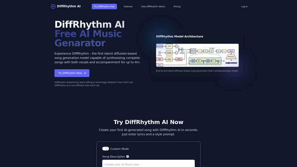 DiffRhythm: Free AI Music Generator - Fast Song Maker