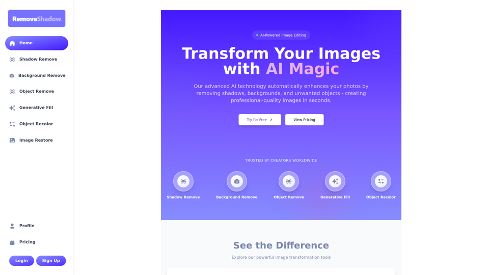 Remove Shadow | AI Image Transformation Tool