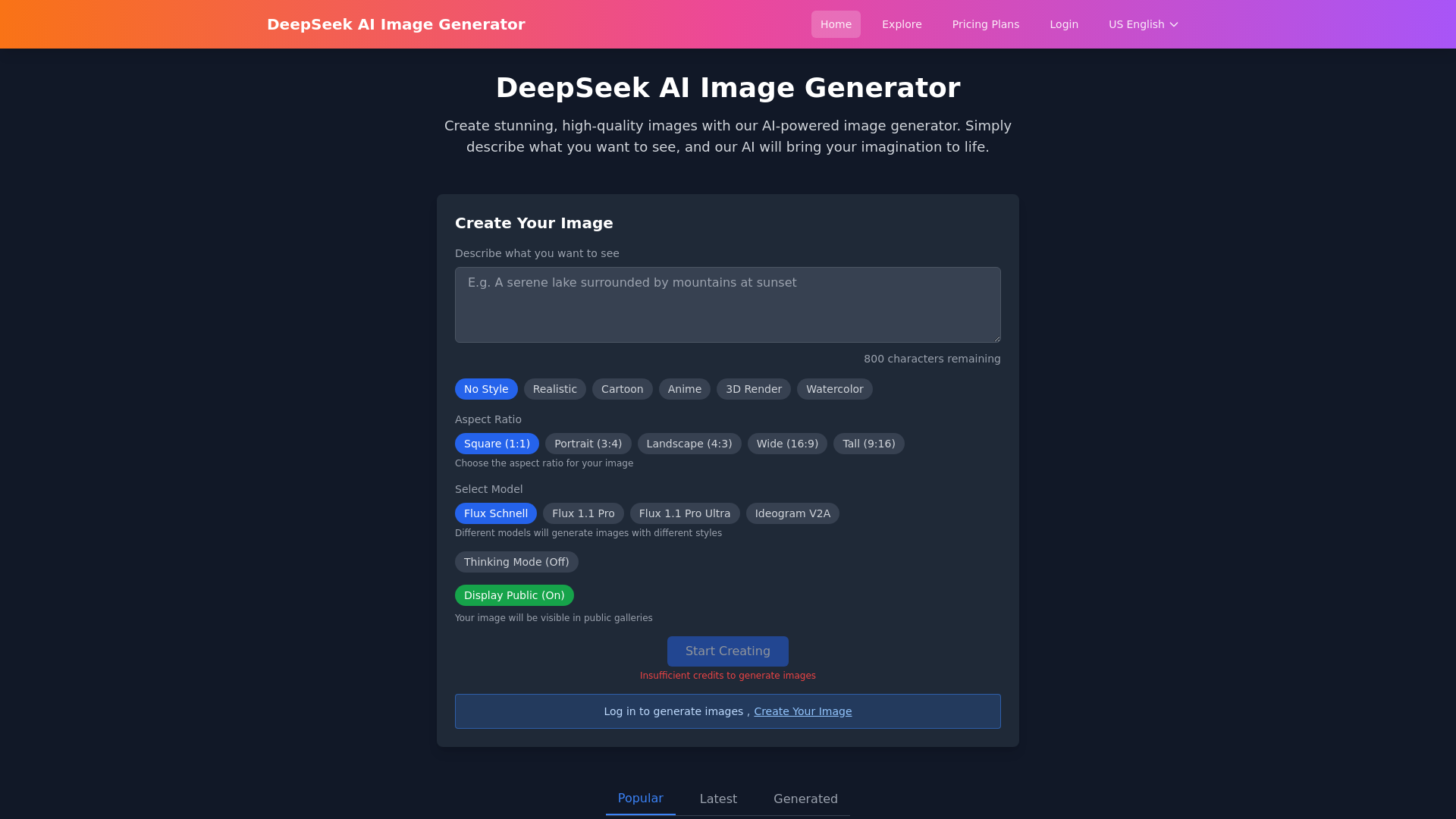 DeepSeek AI Image Generator