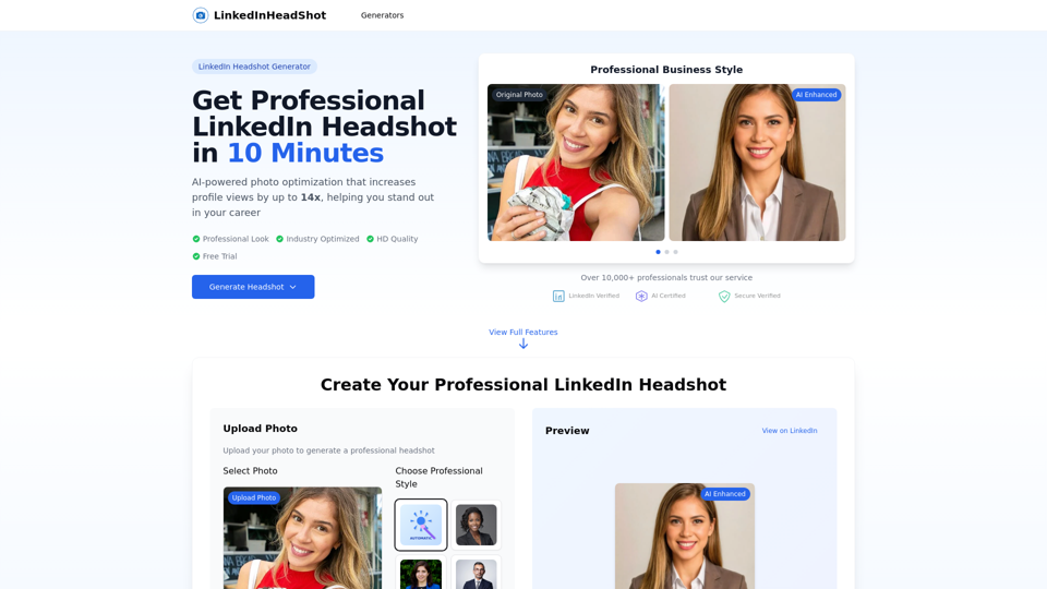 LinkedInHeadShot - Professional AI Headshot Generator for LinkedIn