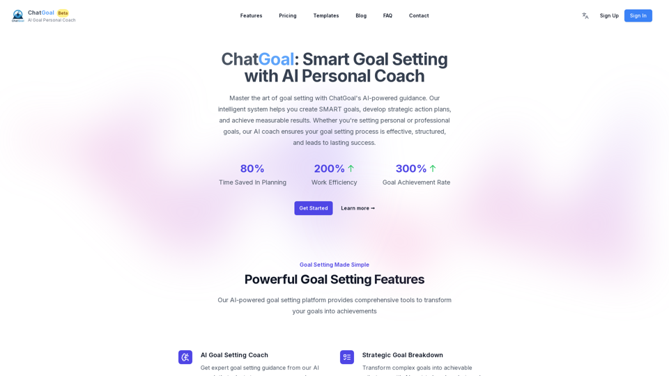 ChatGoal - AI Goal Setting Assistant | Smart Goal Planning