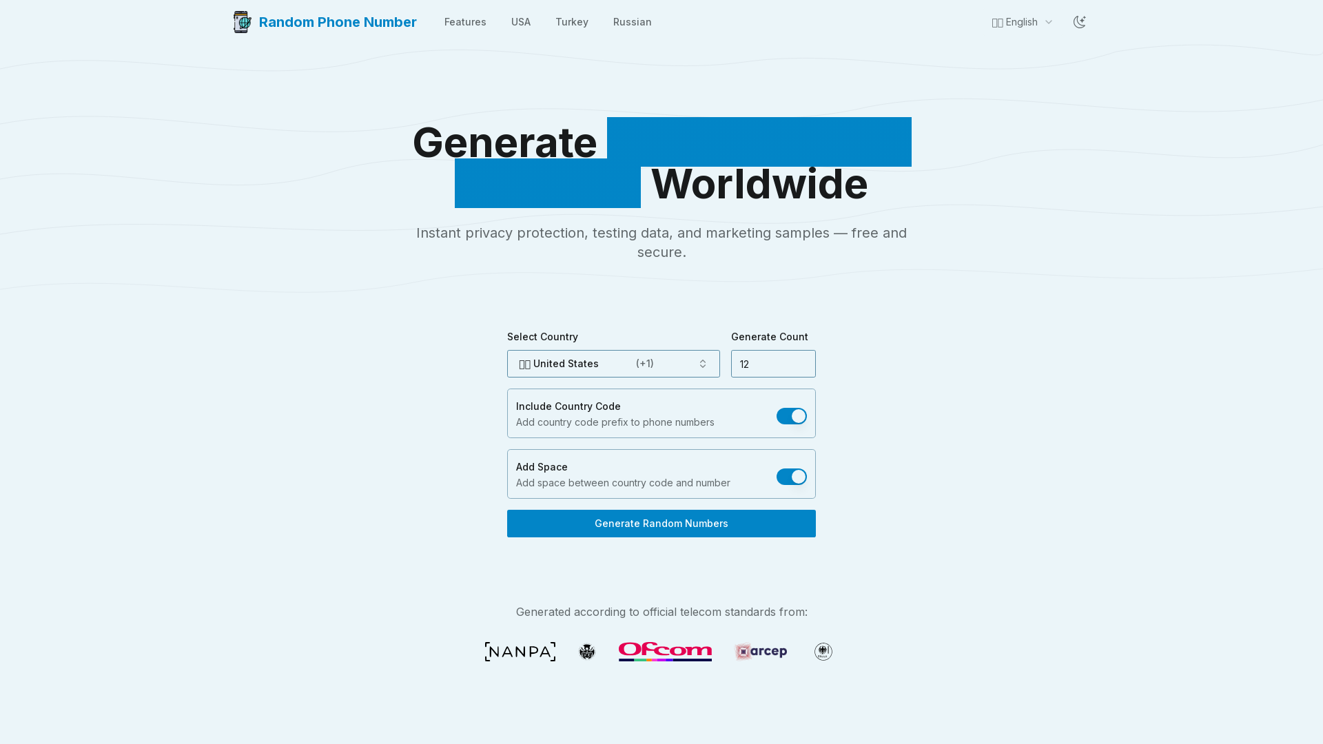 Random Phone Number Generator