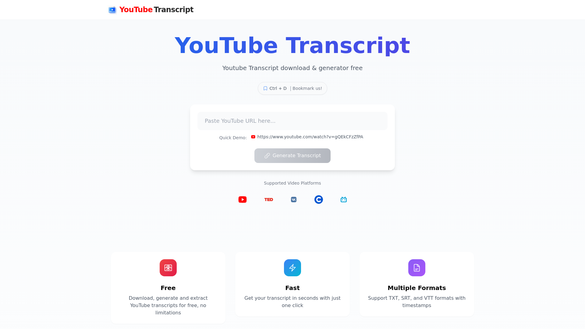 Free YouTube Transcript Generator & Download