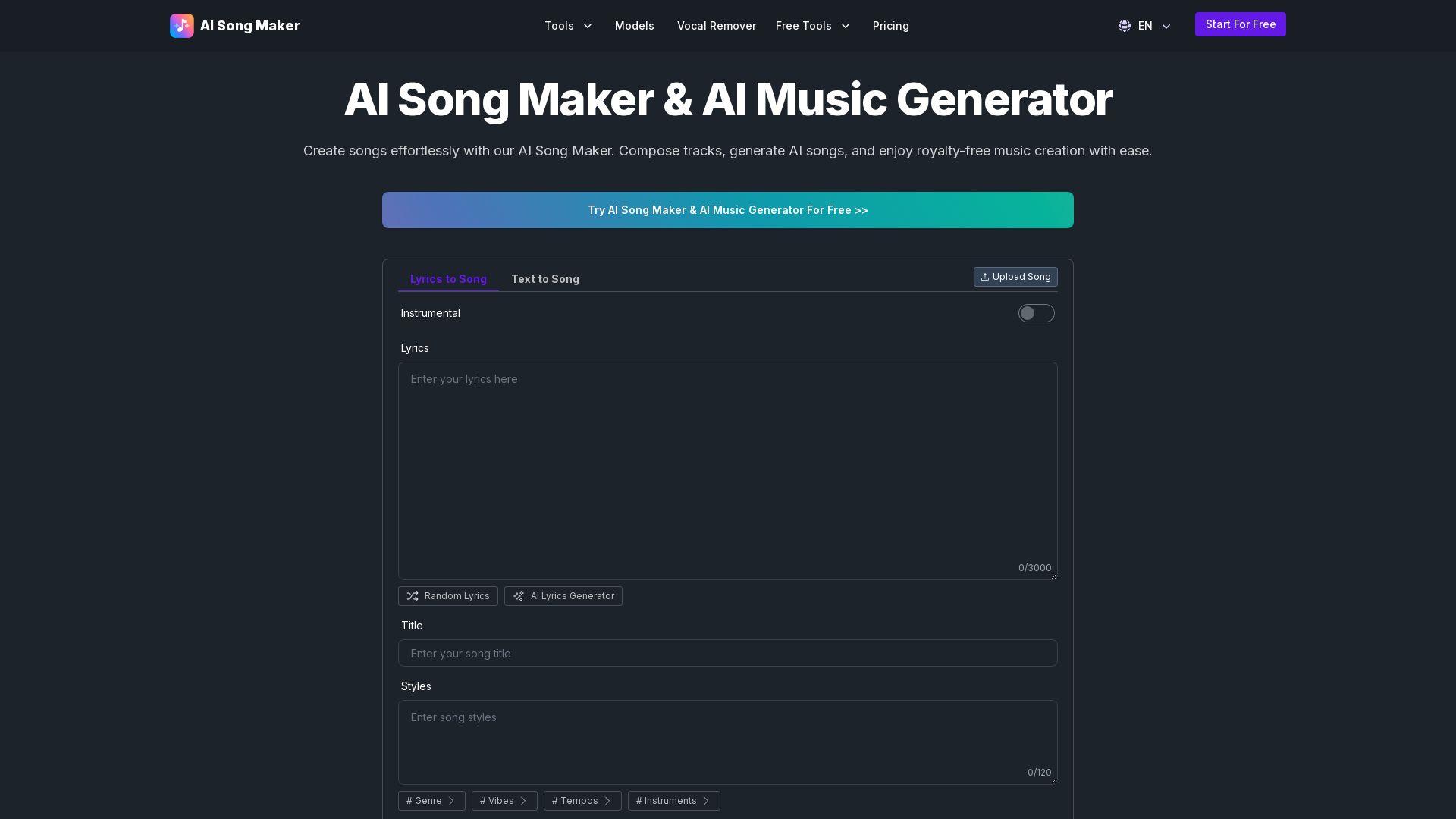 AI Song Maker: AI Music Generator for Royalty