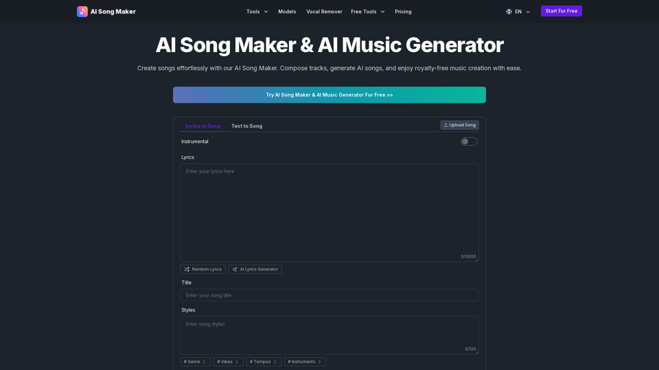 AI Song Maker: AI Music Generator for Royalty-Free Songs