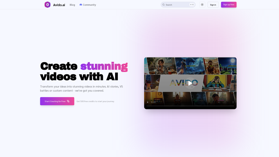 Avido Official Website| Fast and Easy AI-Powered Video Stories Generator for YouTube and TikTok | Avido