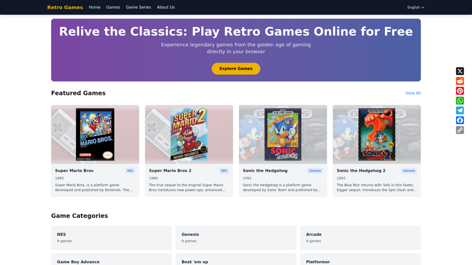 Retro Games - Play Free NES, SNES, Genesis, GBA, Arcade & more Games Online