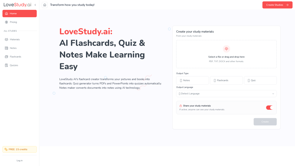 LoveStudy.ai: AI Flashcards, Quiz & Notes Make Learning Easy