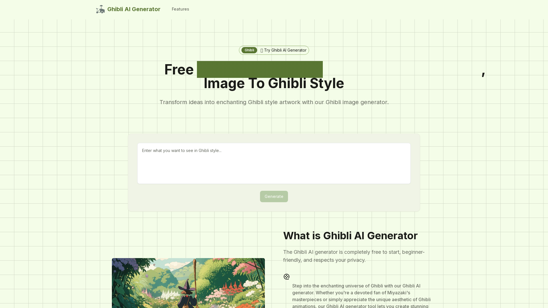 Ghibli AI Generator Free, Ghibli Style Image Generator