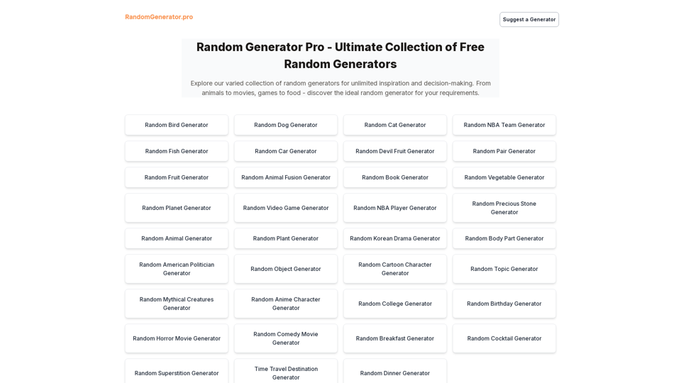 Random Generator Pro - Free Online Random Generator Tools