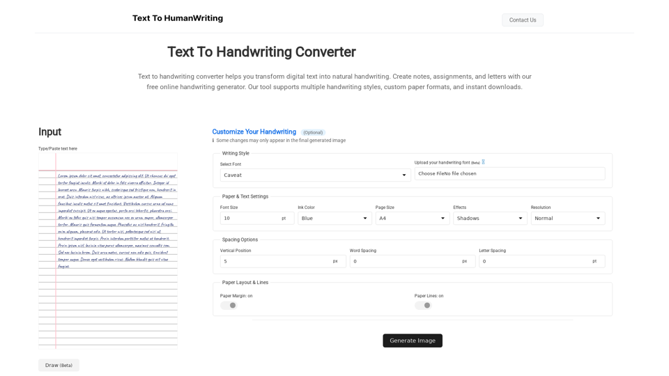 Text to Handwriting Converter - Create Assignments For Free
