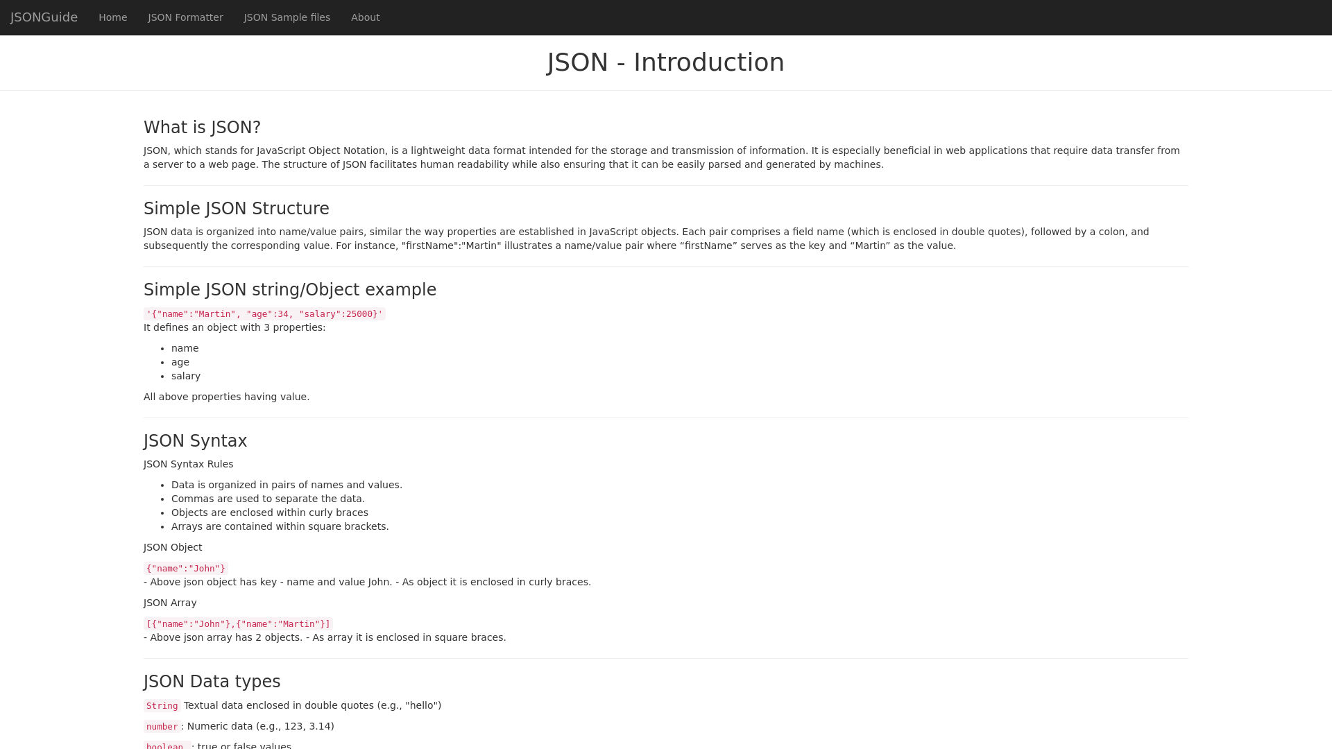 JSON Introduction