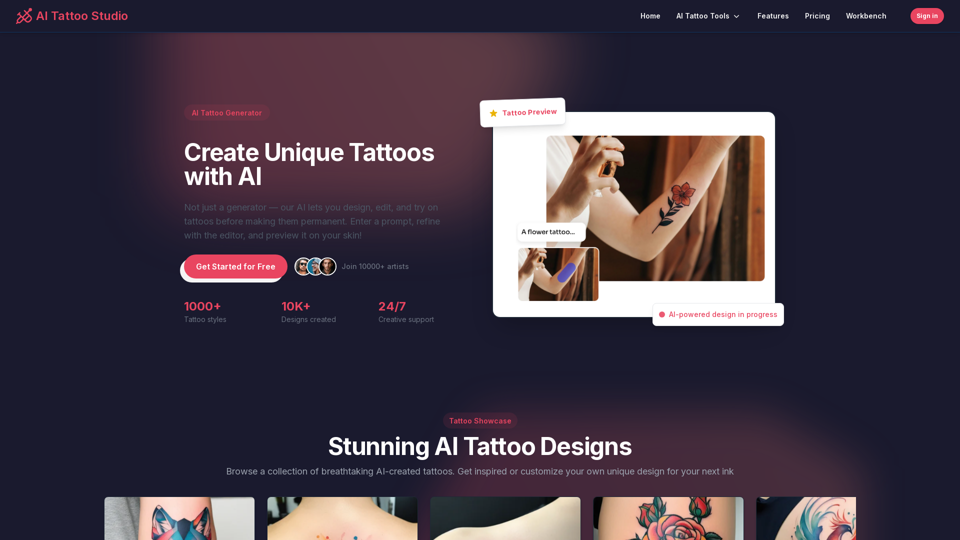 AI Tattoo Generator – Design, Edit & Try-on with AI | AI Tattoo Studio