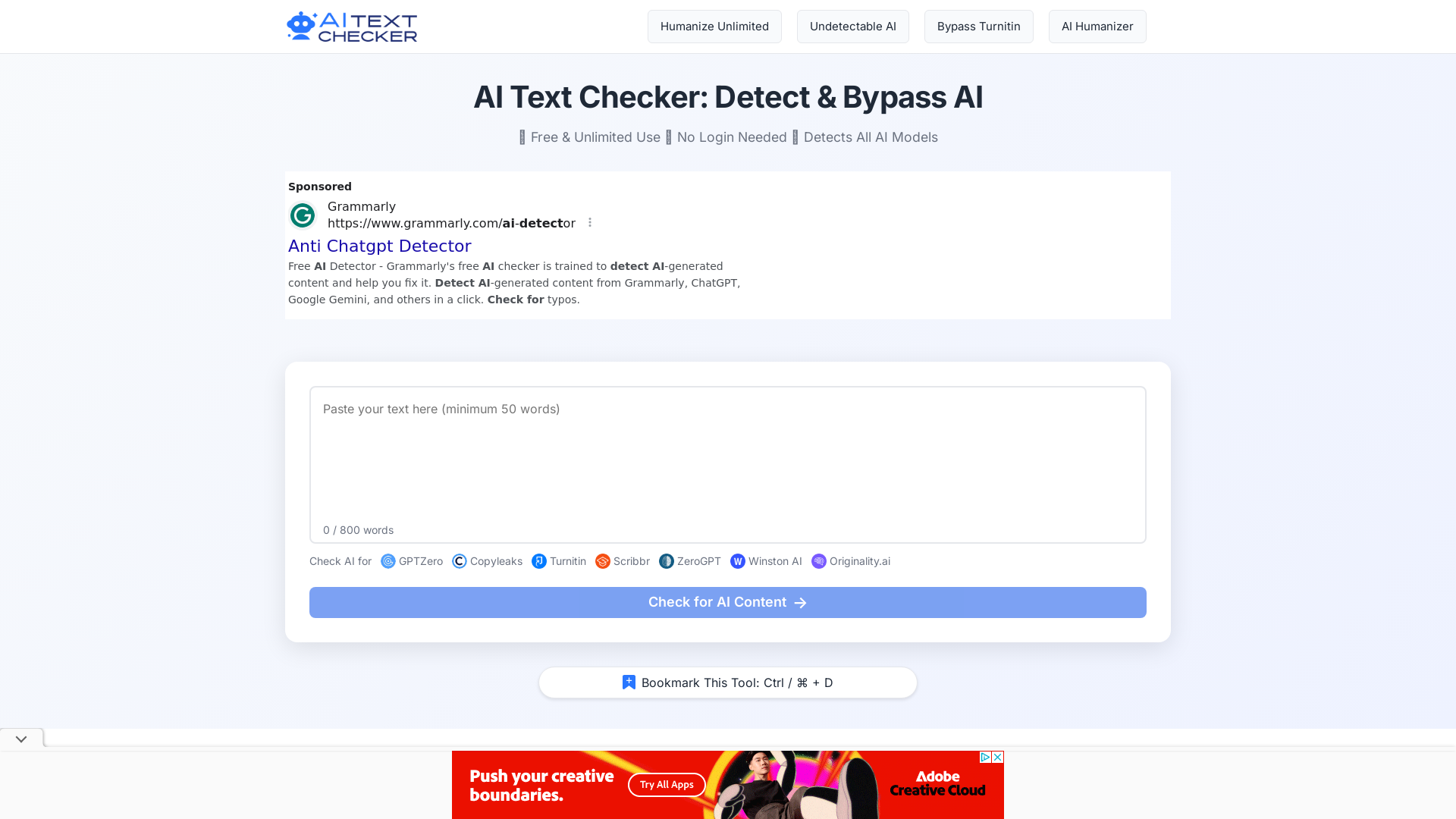 AI Text Checker: Detect AI Text & Bypass AI Detection
