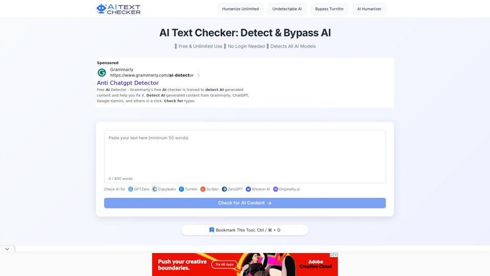 AI Text Checker: Detect AI Text & Bypass AI Detection