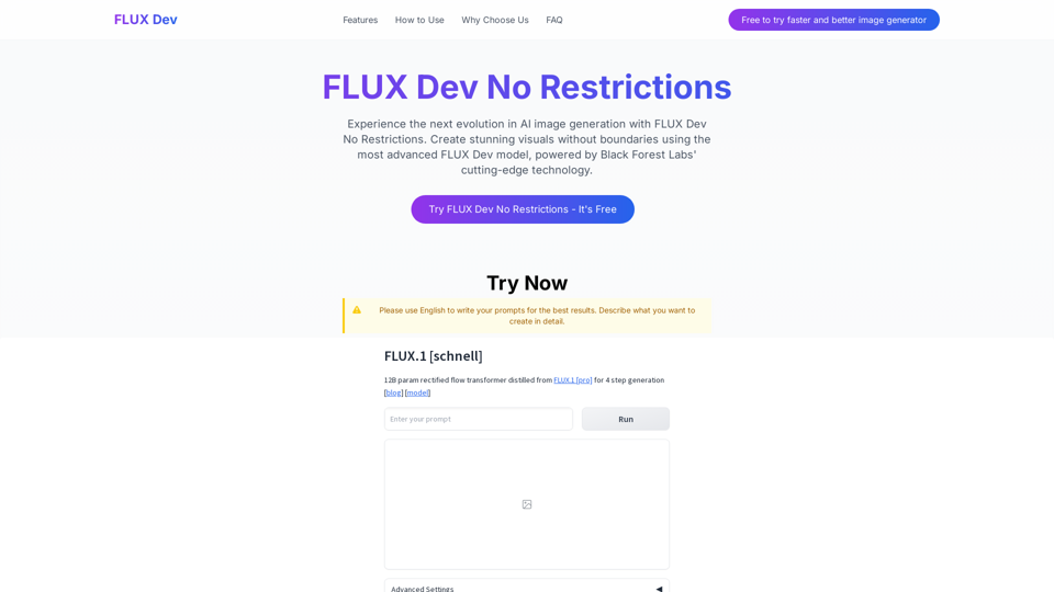 FLUX Dev No Restrictions - Advanced AI Image Generation Without Limits