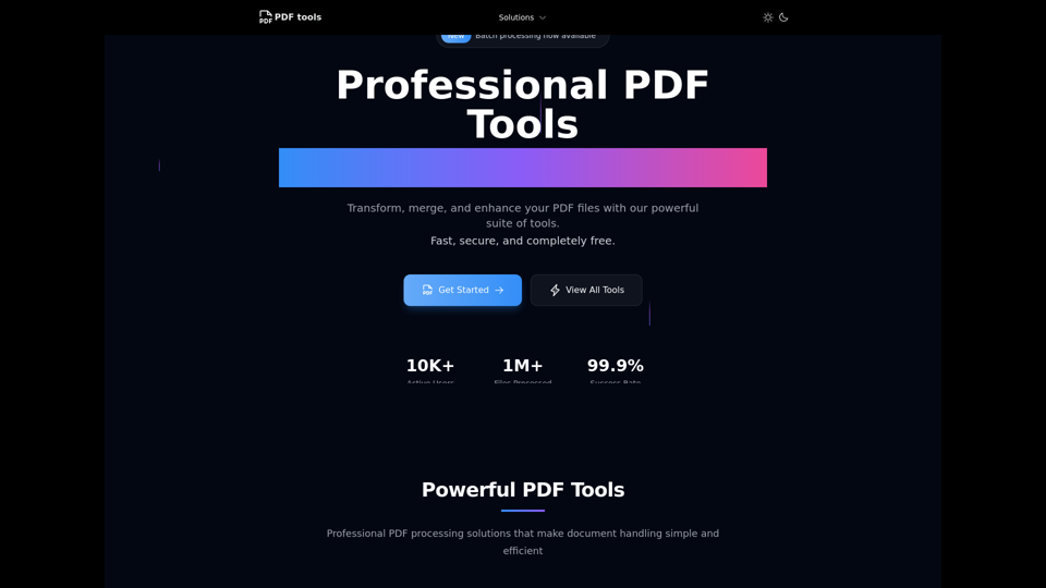 PDF Tools - Professional PDF Processing Tools