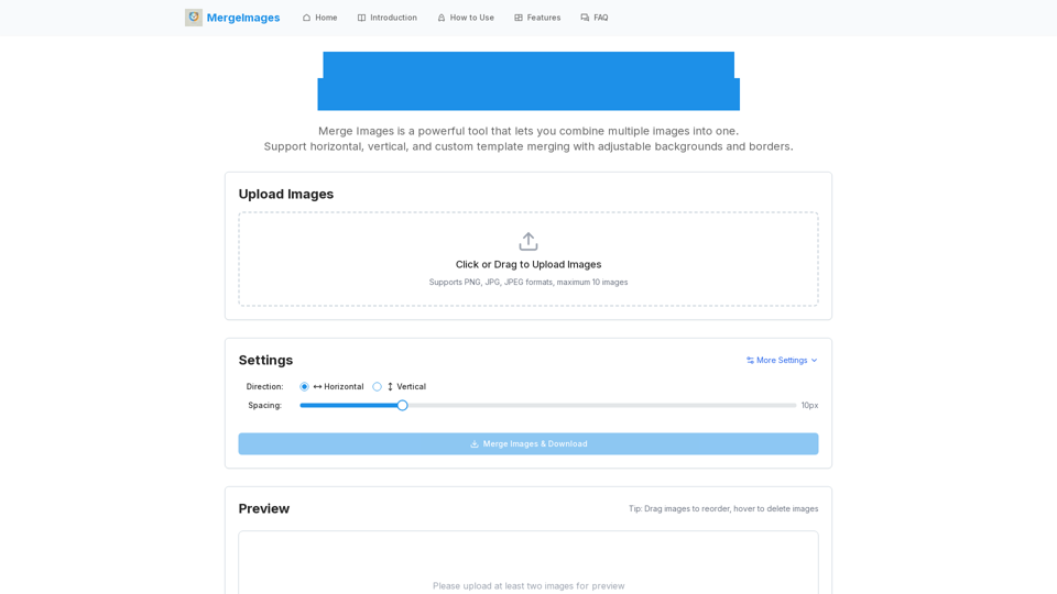 MergeImages - Free Online Tool to Combine Multiple Images