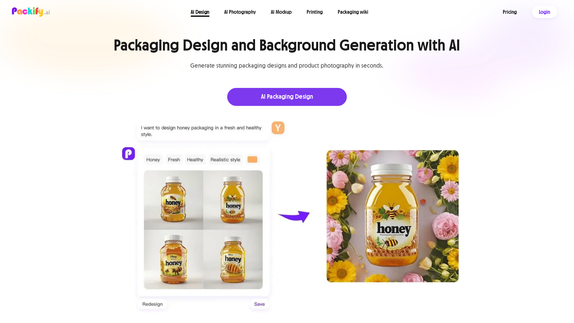 Free AI Packaging Design & Free AI Packaging Background Generator screenshot